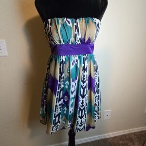 Multicolored Short Strapless Dress S/M